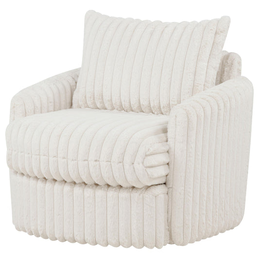 Coaster Furniture Sarco 902541 Corduroy Upholstered Swivel Accent Arm Chair - Ivory IMAGE 1