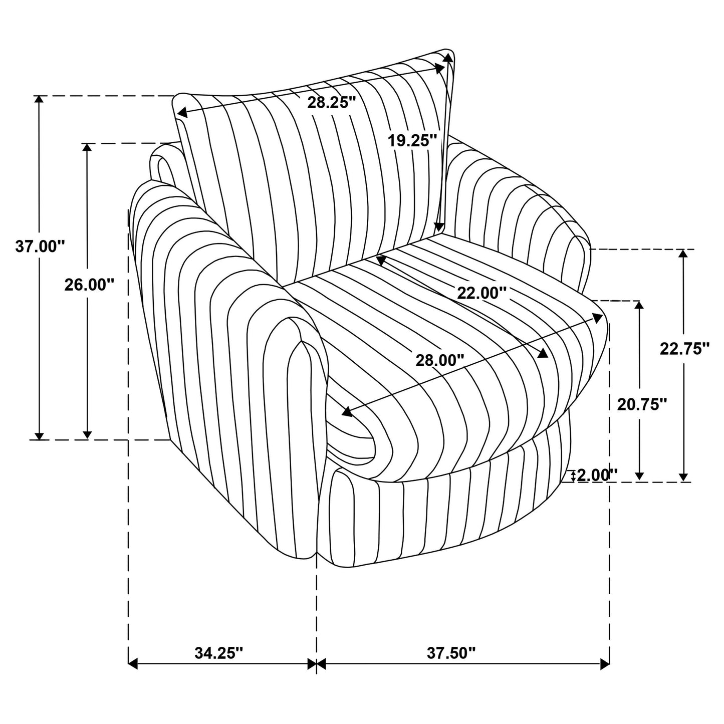 Coaster Furniture Sarco 902541 Corduroy Upholstered Swivel Accent Arm Chair - Ivory IMAGE 11