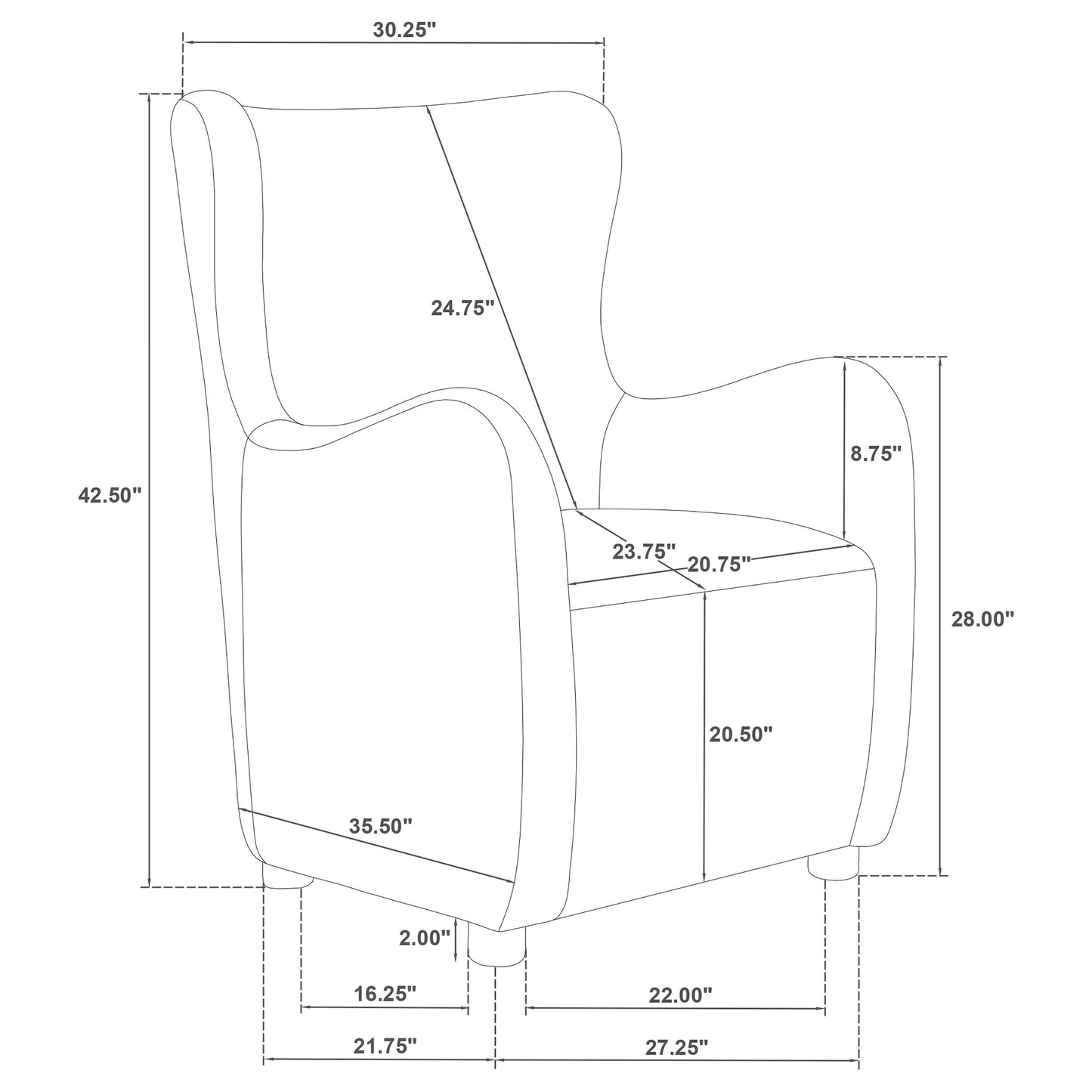 Coaster Furniture Thornton 903176 Velvet Upholstered Wingback Lounge Accent Chair - Cognac IMAGE 11