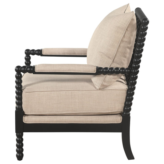 Coaster Furniture Blanchett 903237 Upholstered Bobbin Accent Chair - Beige/Black IMAGE 1