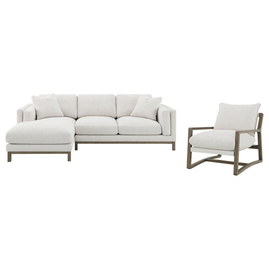 Coaster Furniture Geneva 907509 Boucle Upholstered Wood Arm Accent Chair - Sand IMAGE 1