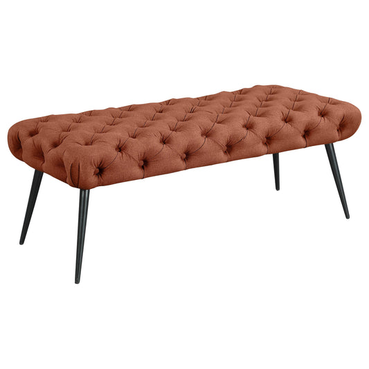 Coaster Furniture Ella 910335 Upholstered Tufted Bench Metal Legs - Rust IMAGE 1