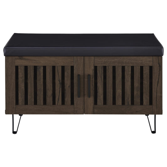 Coaster Furniture Brixton 915153 2-door Padded Entryway Shoe Storage Bench - Smoked Oak IMAGE 1
