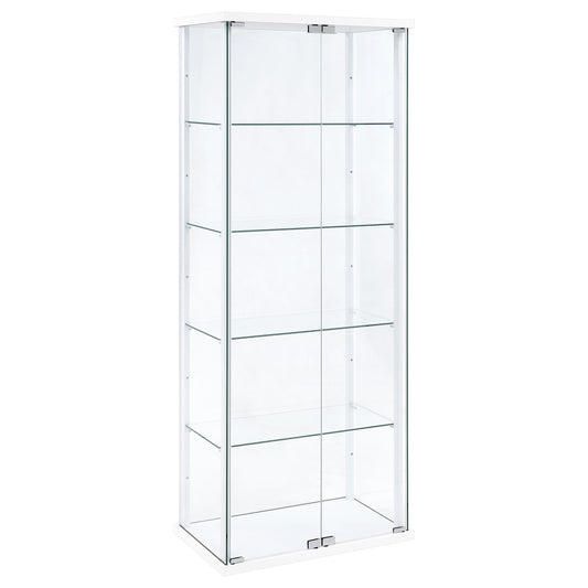 Coaster Furniture Delphinium 950170WHT 4-Shelf Clear Glass Curio Display Cabinet - White IMAGE 1