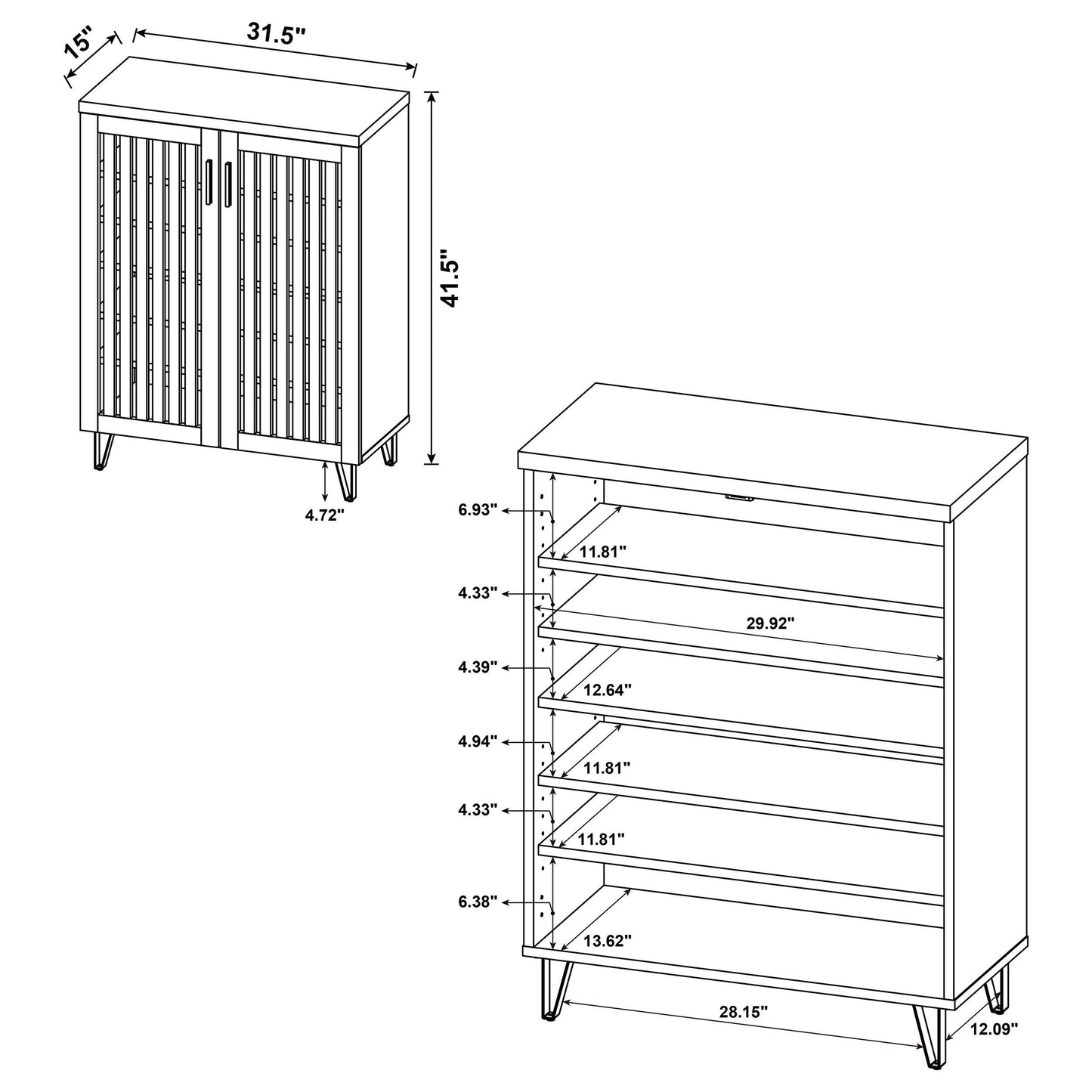 Coaster Furniture Brixton 950424 2-door Entryway Shoe Storage Cabinets - White Oak IMAGE 11