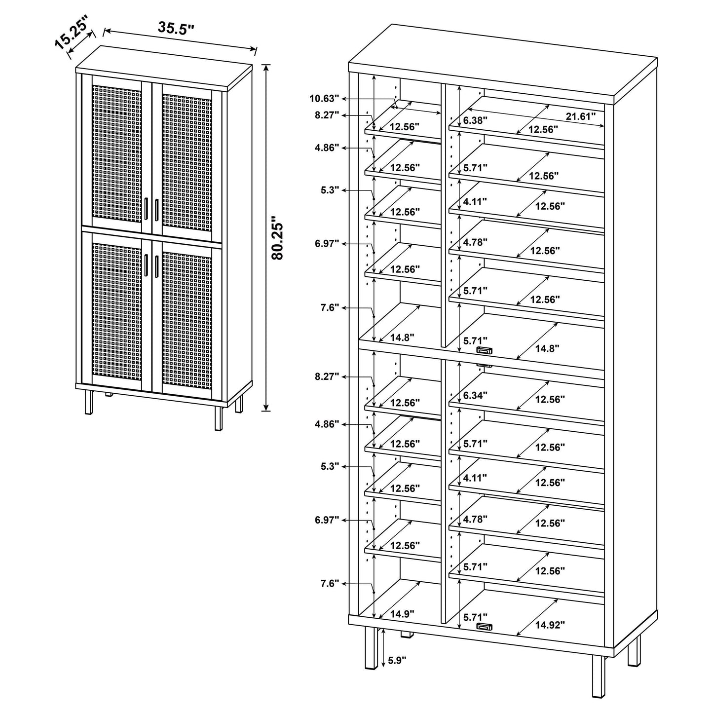 Coaster Furniture Teller 950440 80-inch 4-door Tall Shoe Storage Cabinet - Natural Oak IMAGE 12