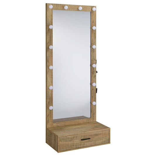Coaster Furniture Spector 960965 1-drawer Lighted Full-Length Floor Mirror - Mango IMAGE 1