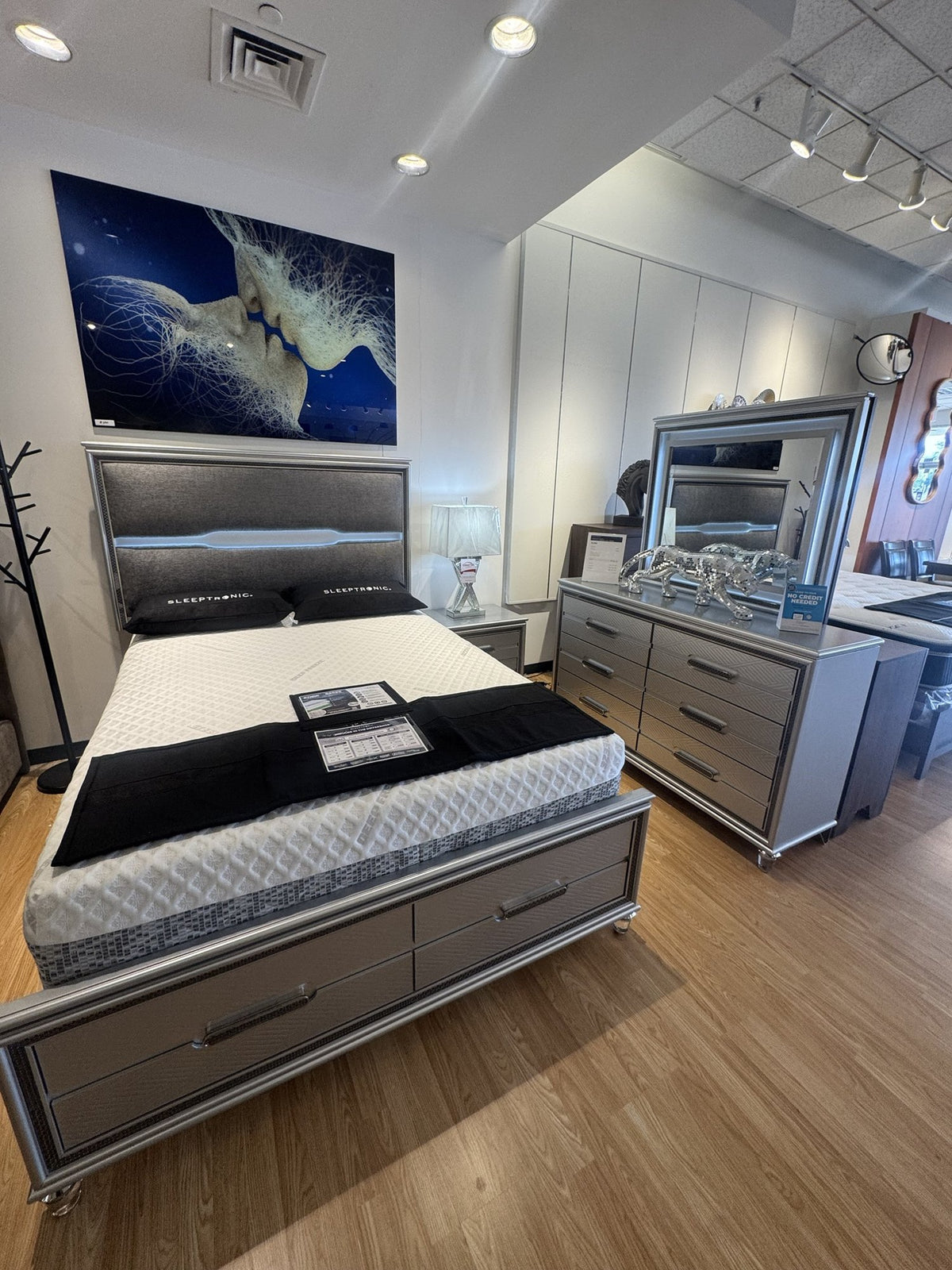 B6700 silver LED queen bedroom set closeout at Palacio Furniture Arlington