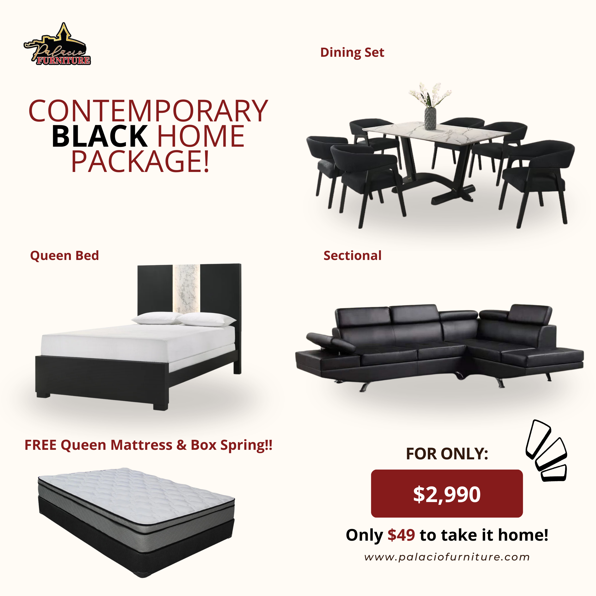 Contemporary Black Home Package furniture set