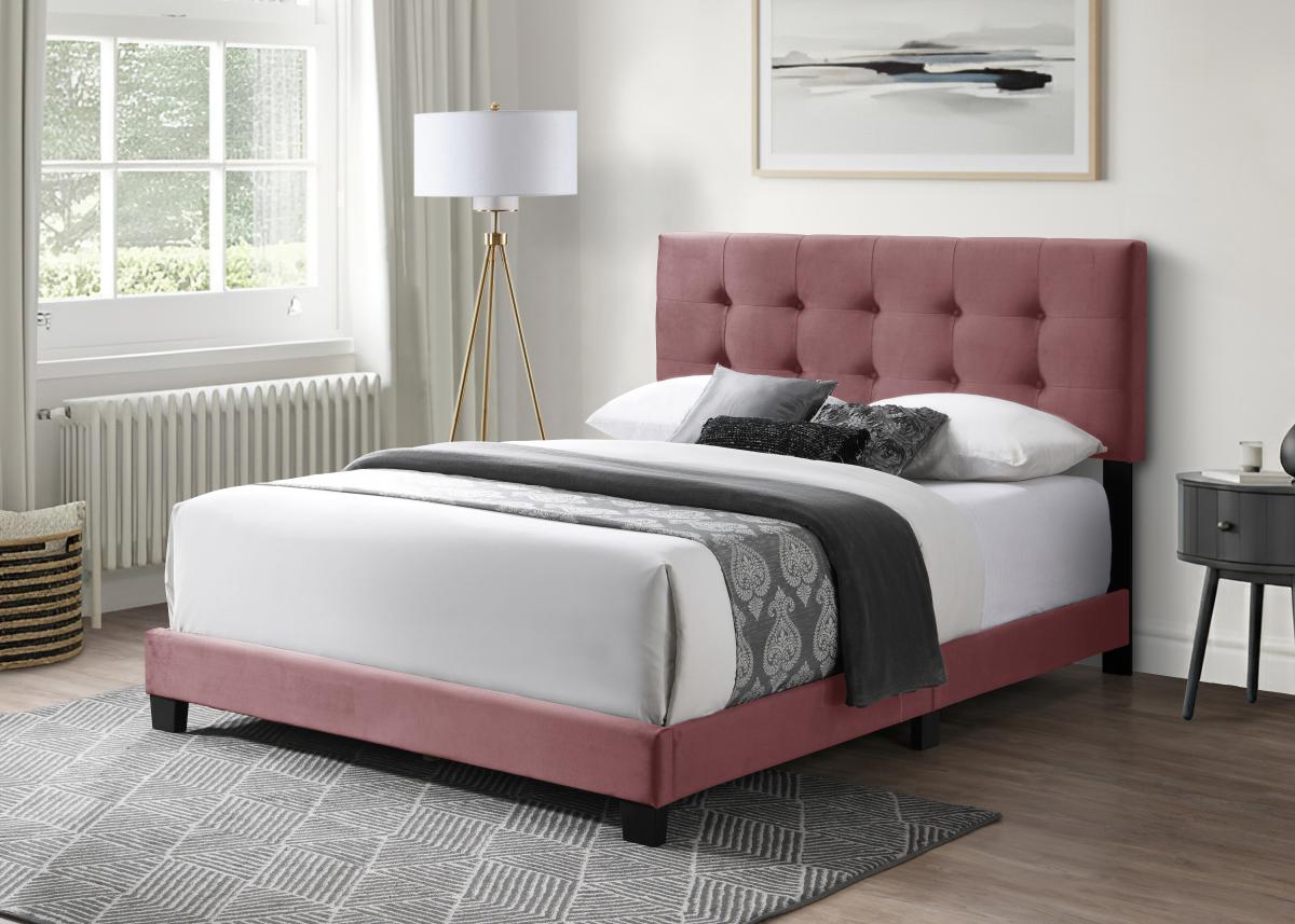 Isabella upholstered platform bed - Pink