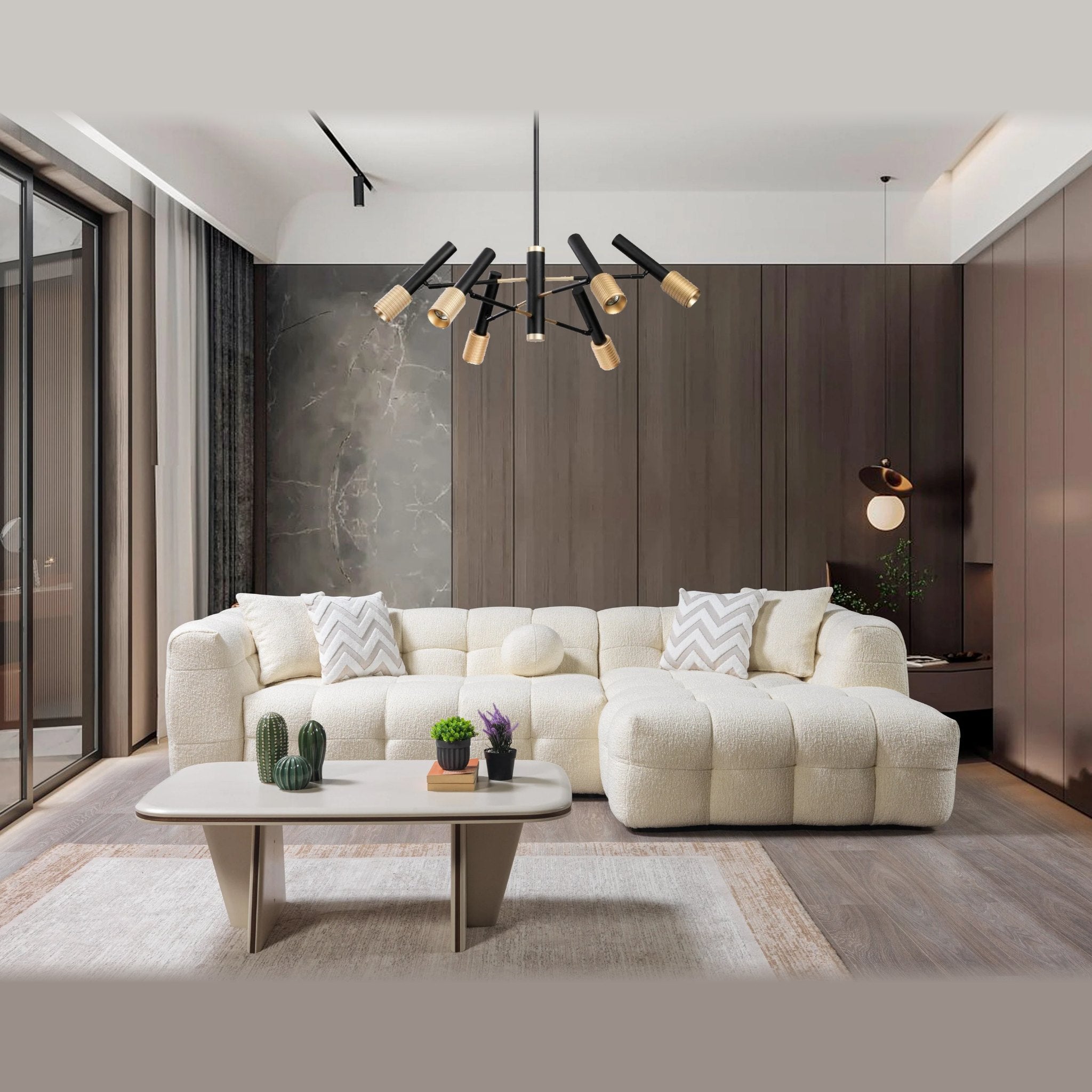 Ivy boucle sectional – Ivory – right facing