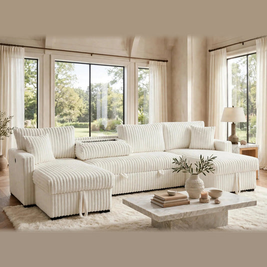 Joey double storage chaise sectional – Beige
