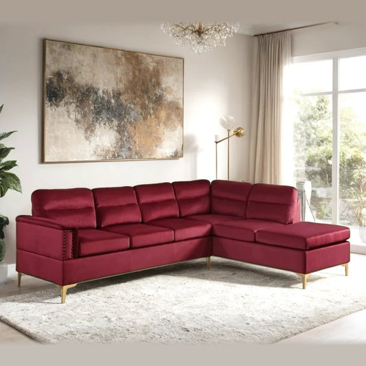 Vogue sectional - red velvet