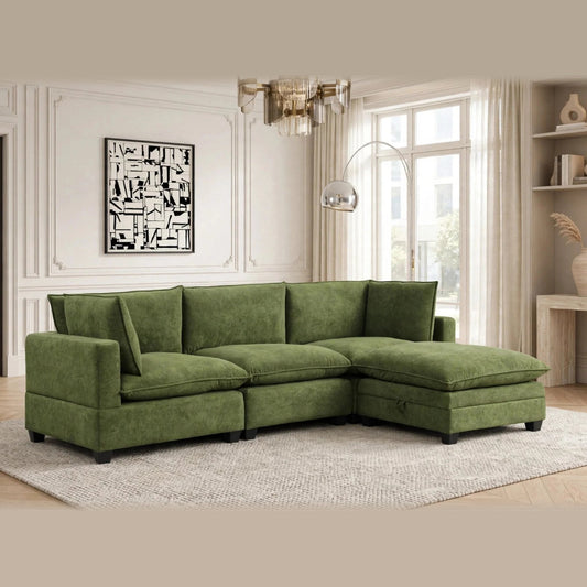 Sage green cloud couch sectional at Palacio Furniture DFW
