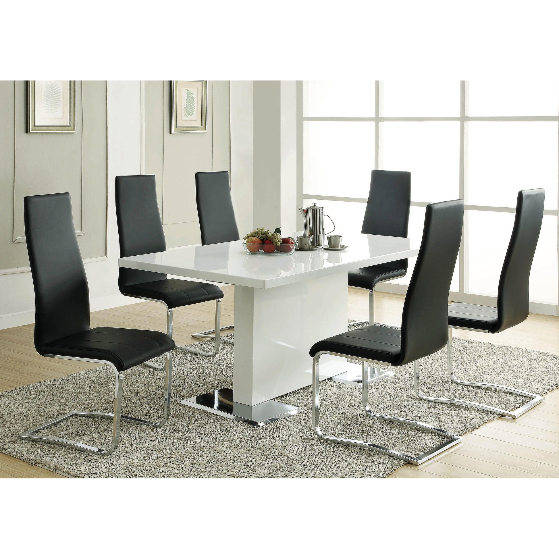  Coaster Furniture Anges 102310 Rectangular 63-inch Dining Table - White High Gloss IMAGE 4