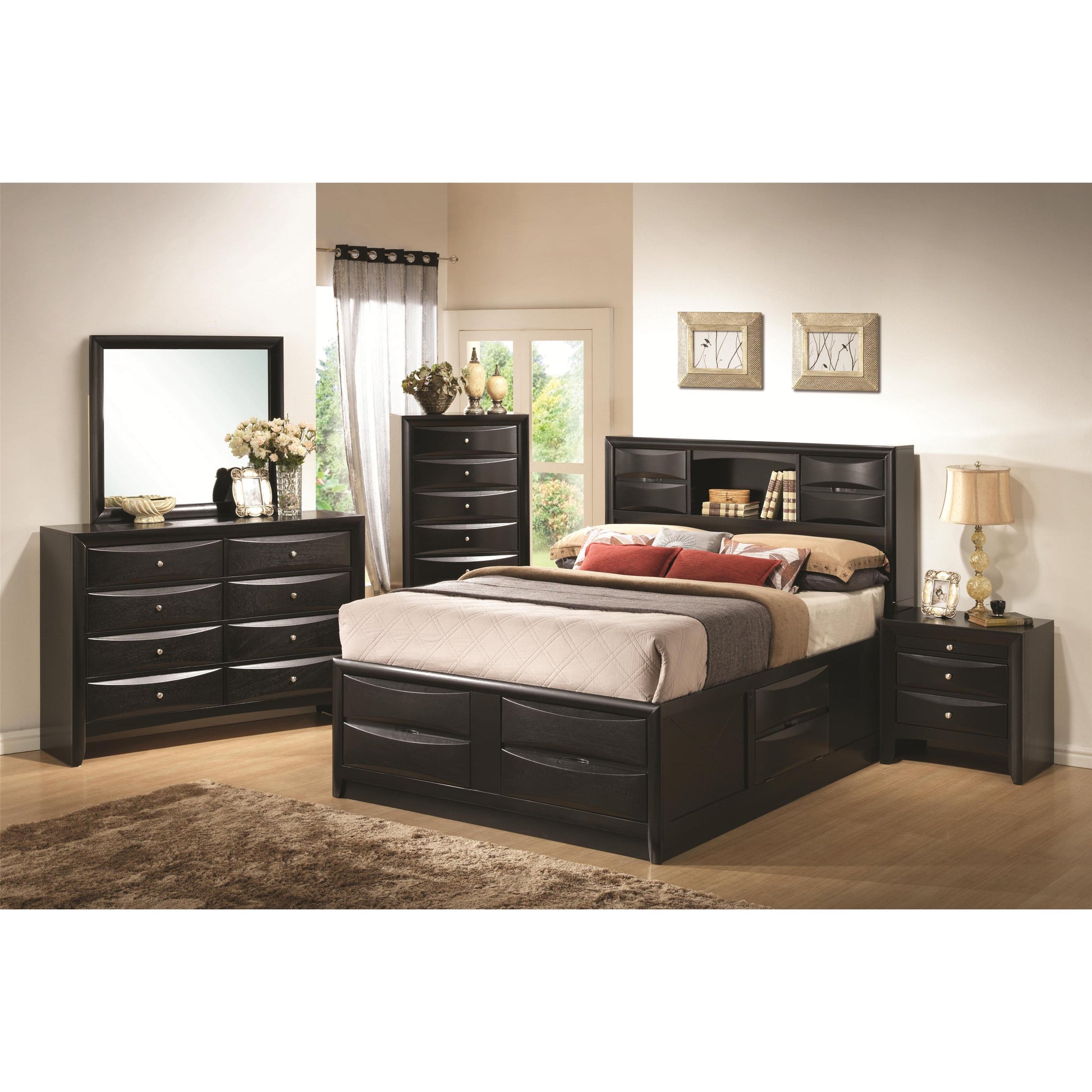  Coaster Furniture Briana 202701KW Wood California King Storage Bookcase Bed - Black IMAGE 2