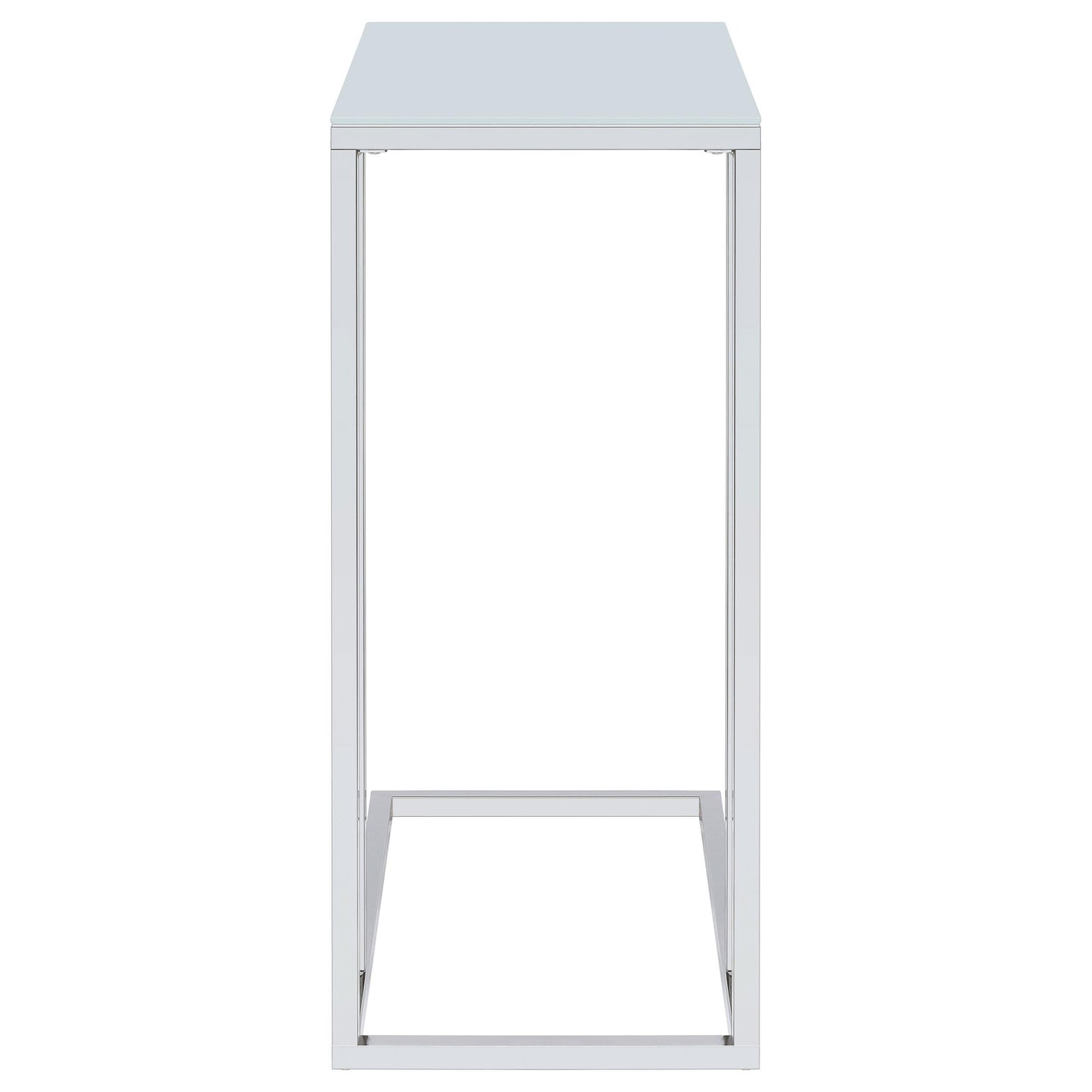 Coaster Furniture Stella 900250 White Glass Top C-Shaped Sofa Side Table - Chrome IMAGE 2