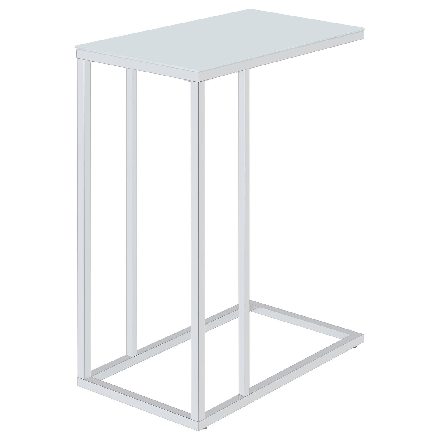 Coaster Furniture Stella 900250 White Glass Top C-Shaped Sofa Side Table - Chrome IMAGE 3