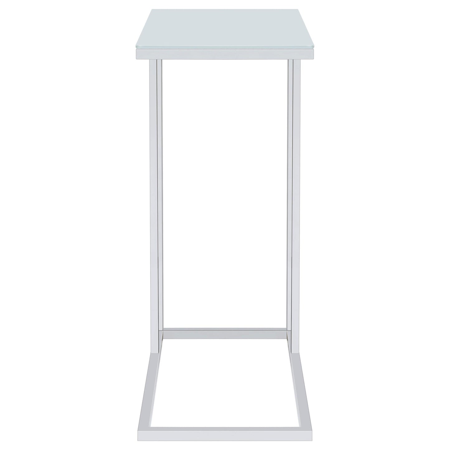 Coaster Furniture Stella 900250 White Glass Top C-Shaped Sofa Side Table - Chrome IMAGE 6