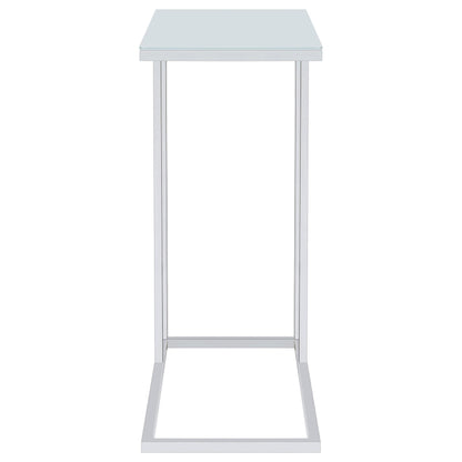 Coaster Furniture Stella 900250 White Glass Top C-Shaped Sofa Side Table - Chrome IMAGE 6