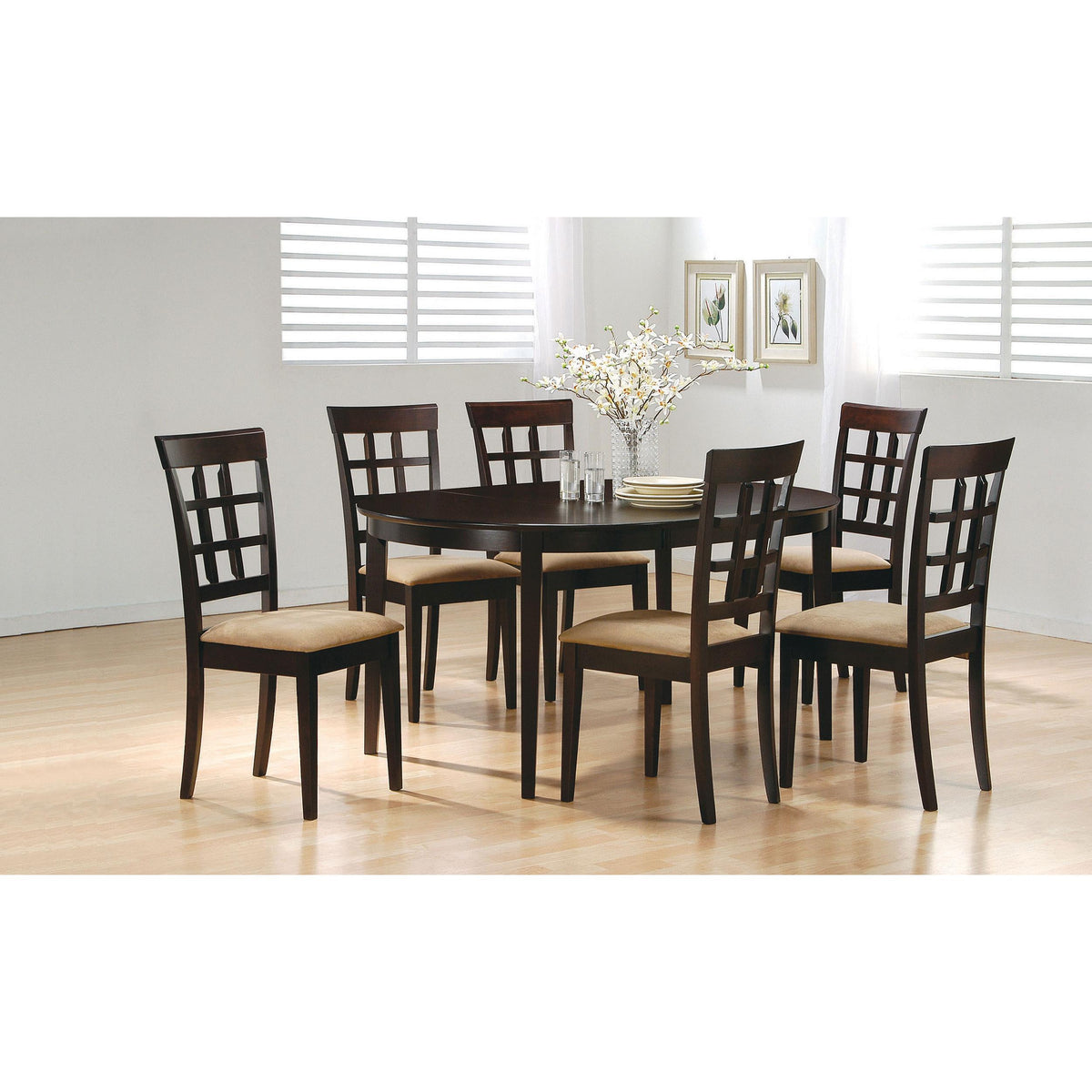  Coaster Furniture Gabriel 100772 Lattice Back Dining Side Chair - Cappuccino (Set of 2) IMAGE 10