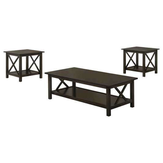Coaster Furniture Rachelle 5909 3-piece Rectangular Coffee Table Set - Deep Merlot IMAGE 1