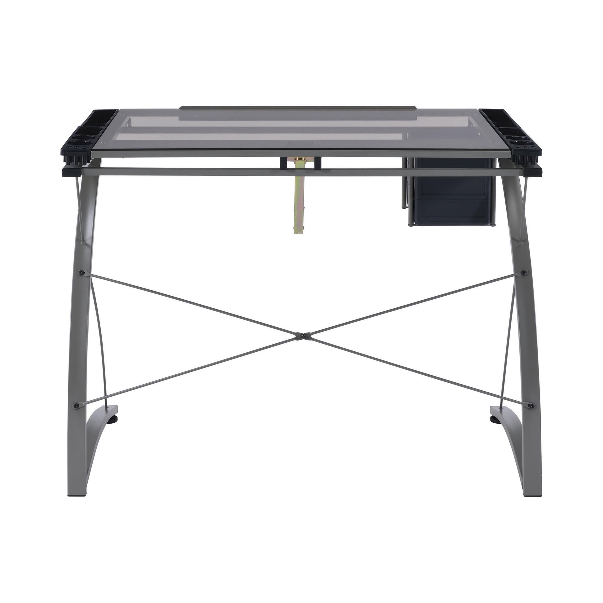 Coaster Furniture Melo 800986 41-inch Glass Top Drafting Table with Storage - Silver IMAGE 4