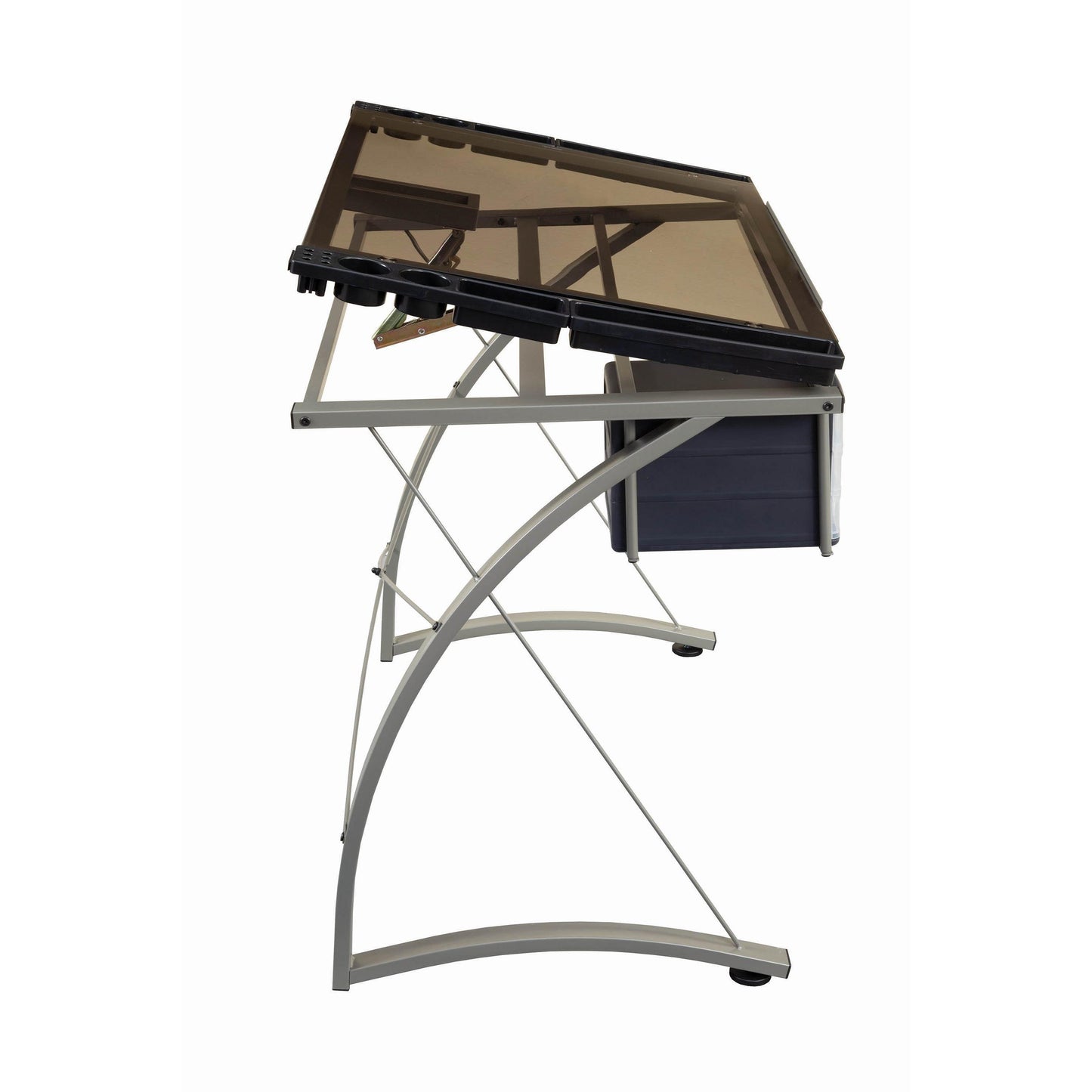 Coaster Furniture Melo 800986 41-inch Glass Top Drafting Table with Storage - Silver IMAGE 5