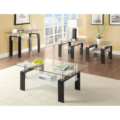  Coaster Furniture Dyer 702288 1-shelf Rectangular Glass Top Coffee Table - Black IMAGE 3