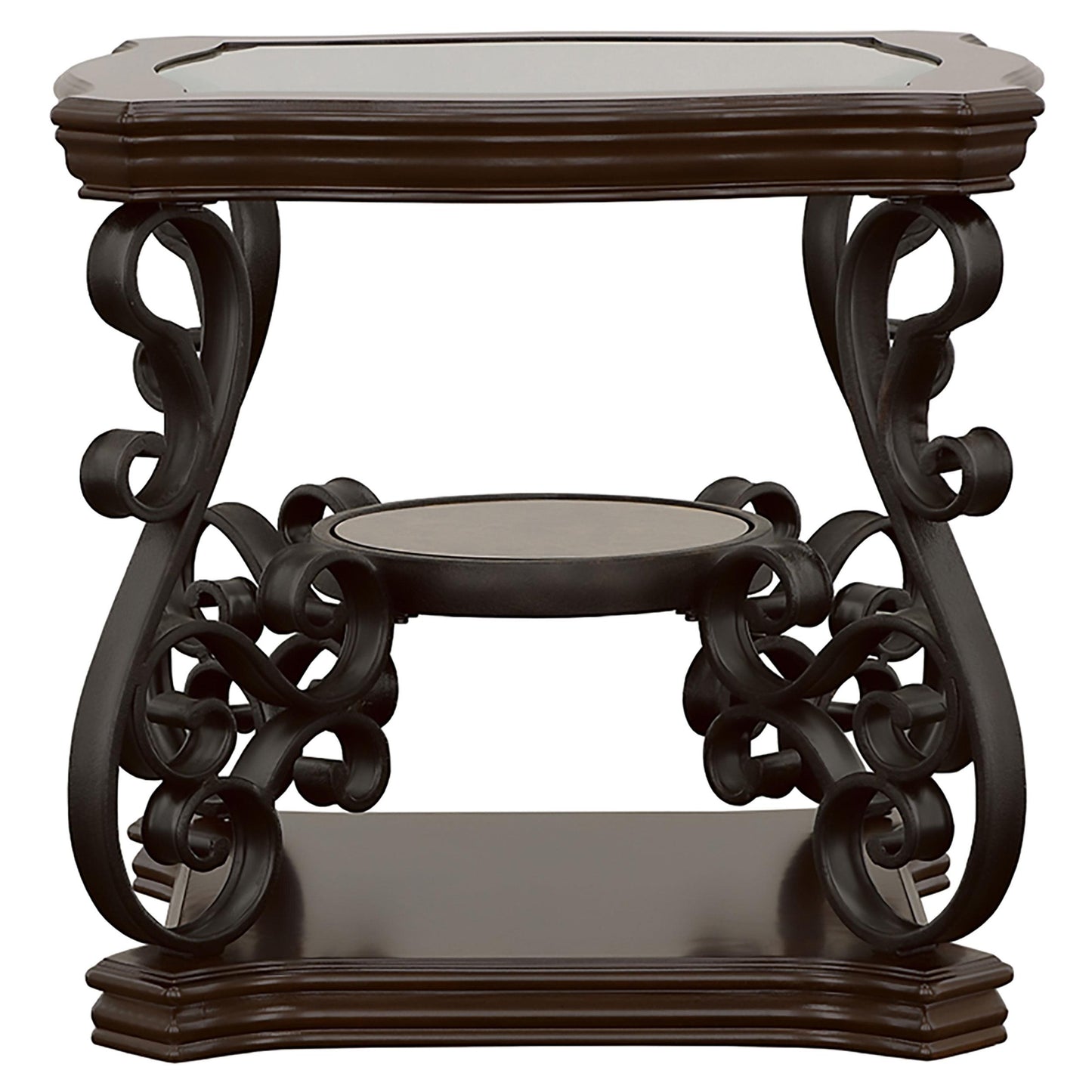 Coaster Furniture Laney 702447 1-shelf Glass Top Rectangular End Table - Deep Merlot IMAGE 5