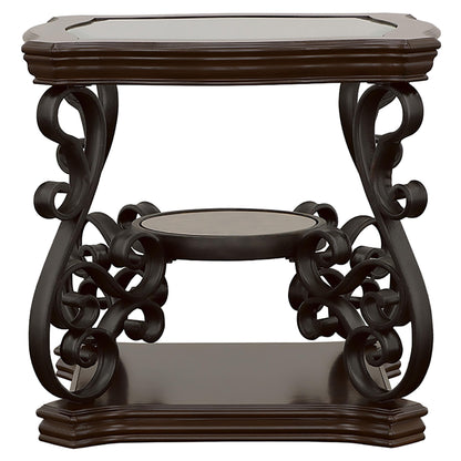 Coaster Furniture Laney 702447 1-shelf Glass Top Rectangular End Table - Deep Merlot IMAGE 5