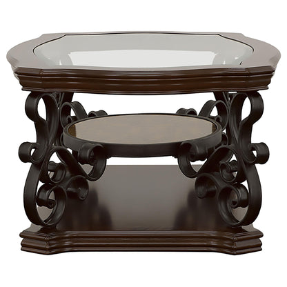  Coaster Furniture Laney 702448 1-shelf Glass Top Rectangular Coffee Table - Deep Merlot IMAGE 5