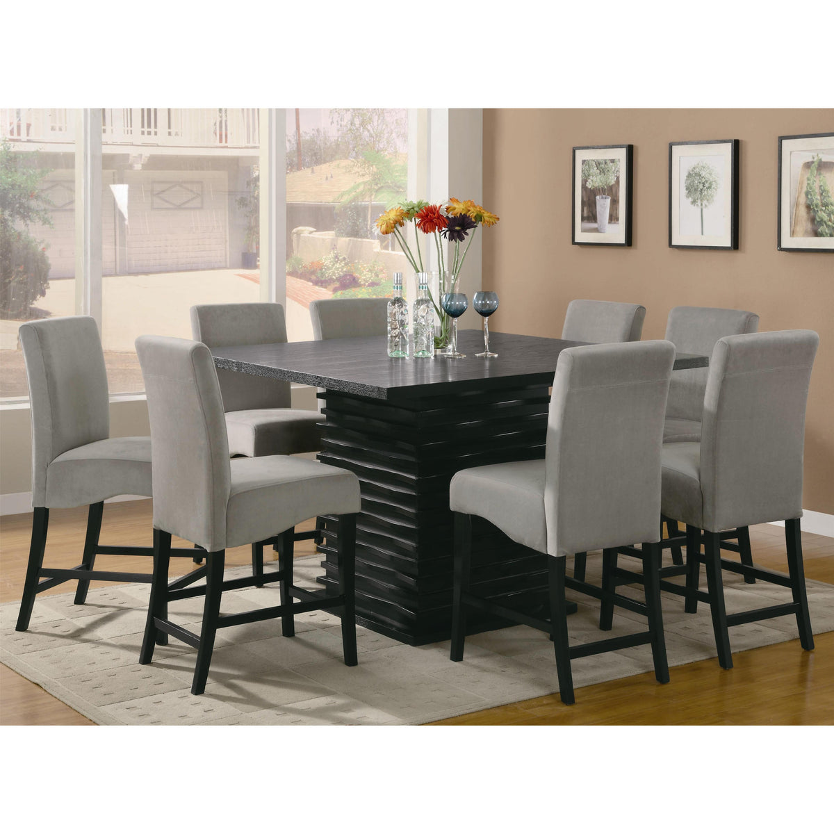  Coaster Furniture Stanton 102069GRY Velvet Upholstered Counter Chair - Grey (Set of 2) IMAGE 4