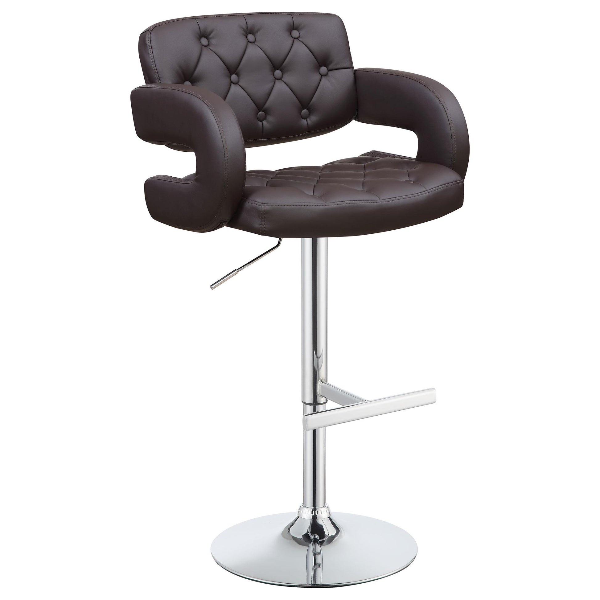  Coaster Furniture Brandi 102556 Adjustable Bar Stool - Chrome and Brown IMAGE 1