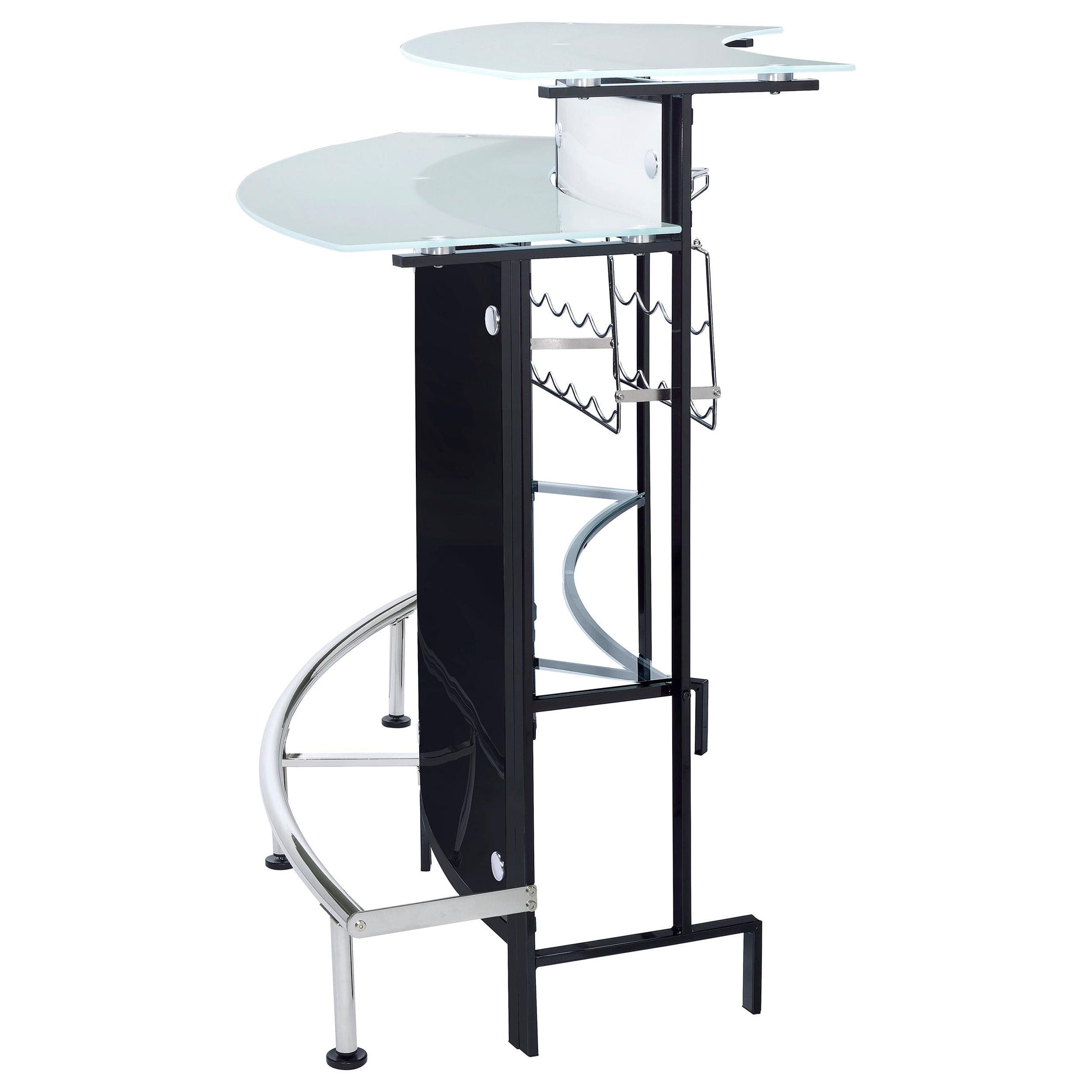 Coaster Furniture Keystone 100139 Curved Glass Top Home Bar Wine Cabinet - Black IMAGE 4