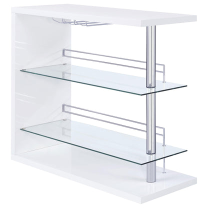 Coaster Furniture Prescott 100167 Rectangular Home Bar Table - White High Gloss IMAGE 1