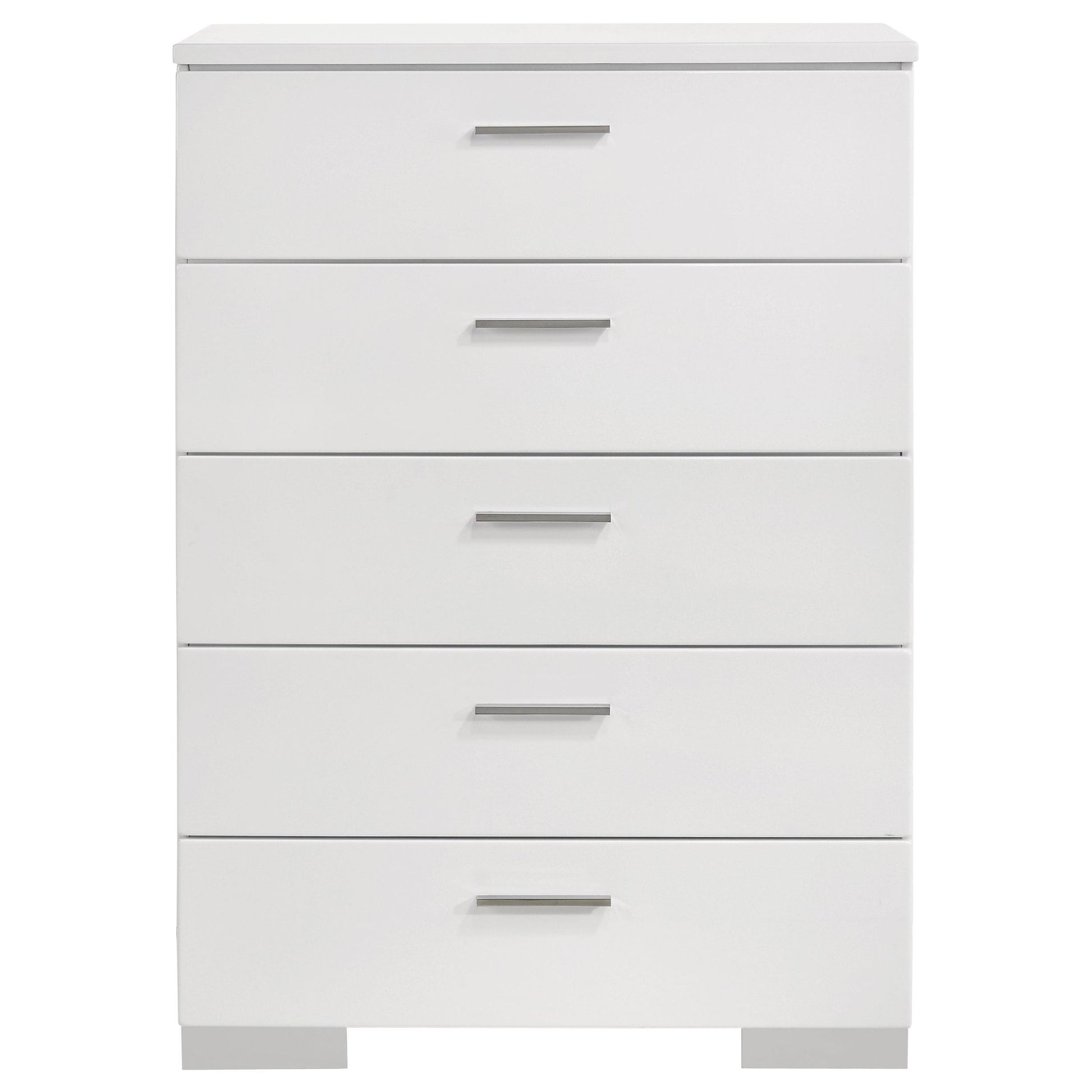 Coaster Furniture Felicity 203505 5-Drawer Bedroom Chest - White High Gloss IMAGE 2
