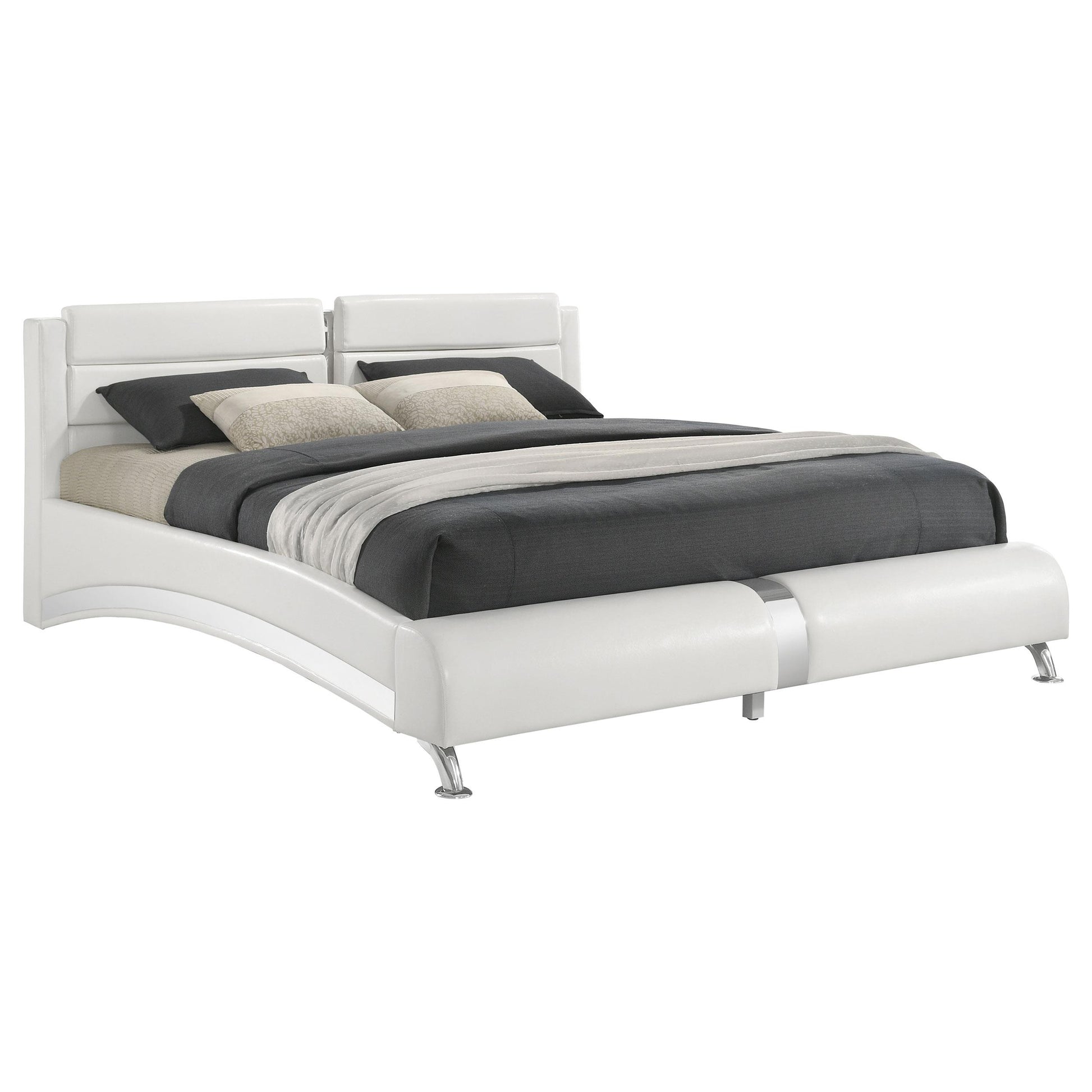 Coaster Furniture Jeremaine 300345KE Upholstered Eastern King Sleigh Bed - White IMAGE 2