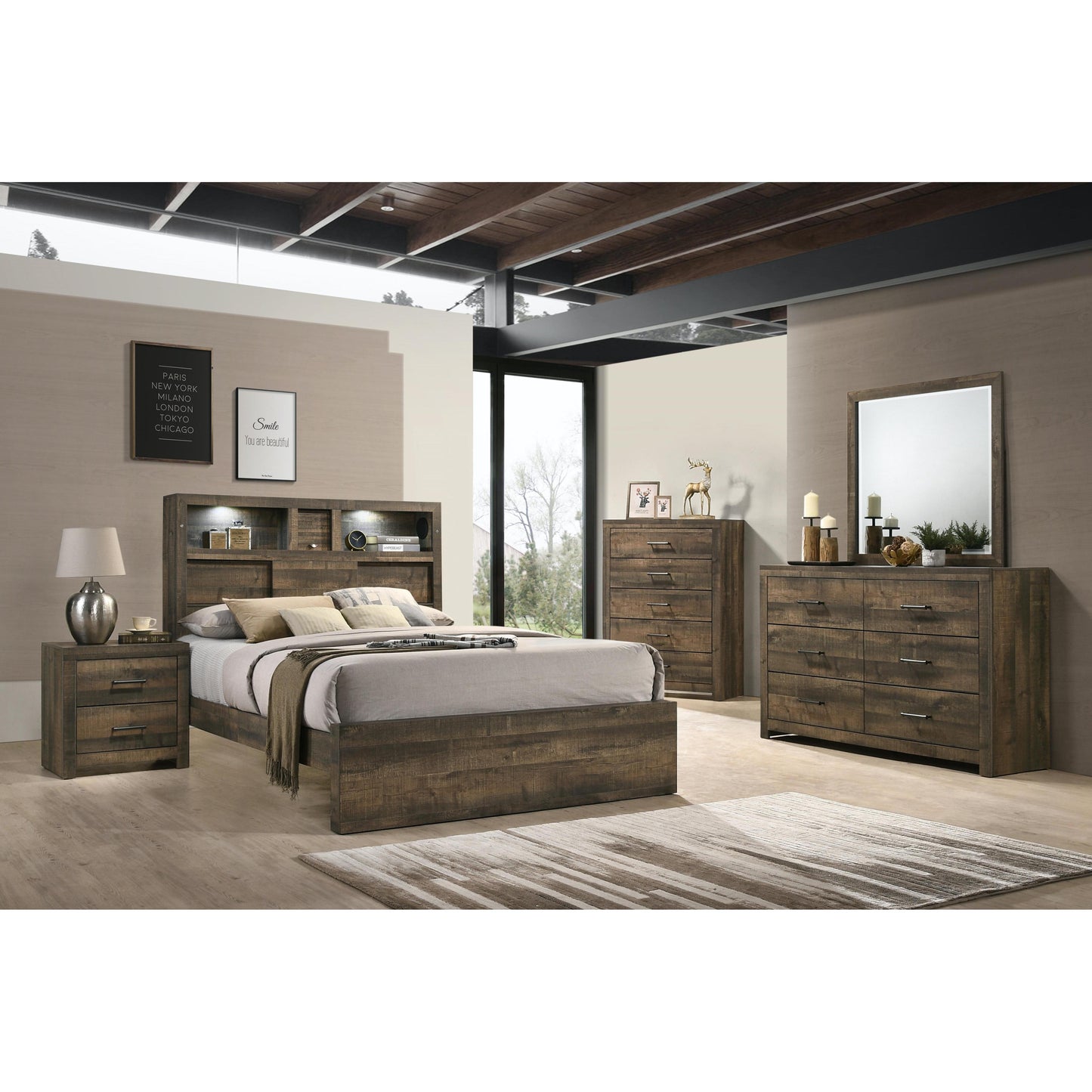  Elements International Bailey BY500 5 pc Queen Bookcase Bedroom Set IMAGE 2
