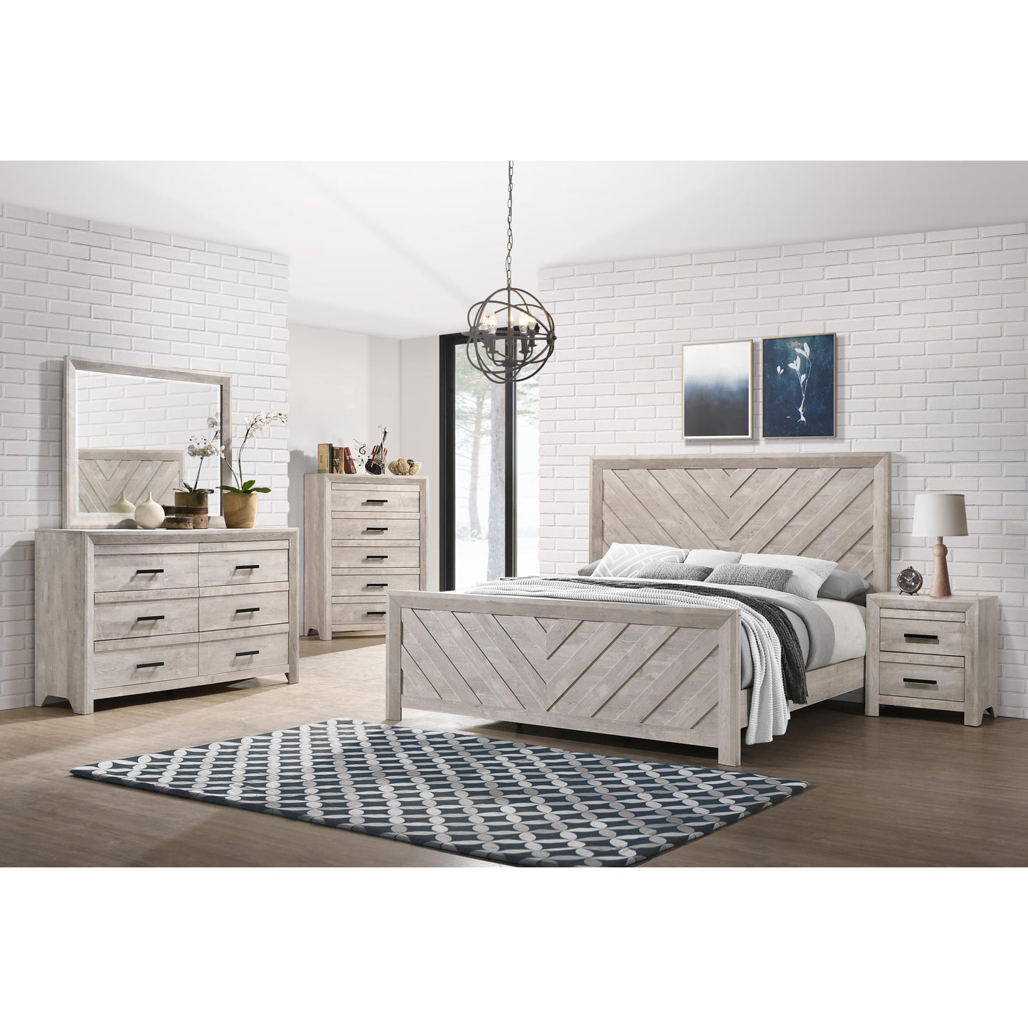  Elements International Ellen EL700 7 pc King Panel Bedroom Set IMAGE 1