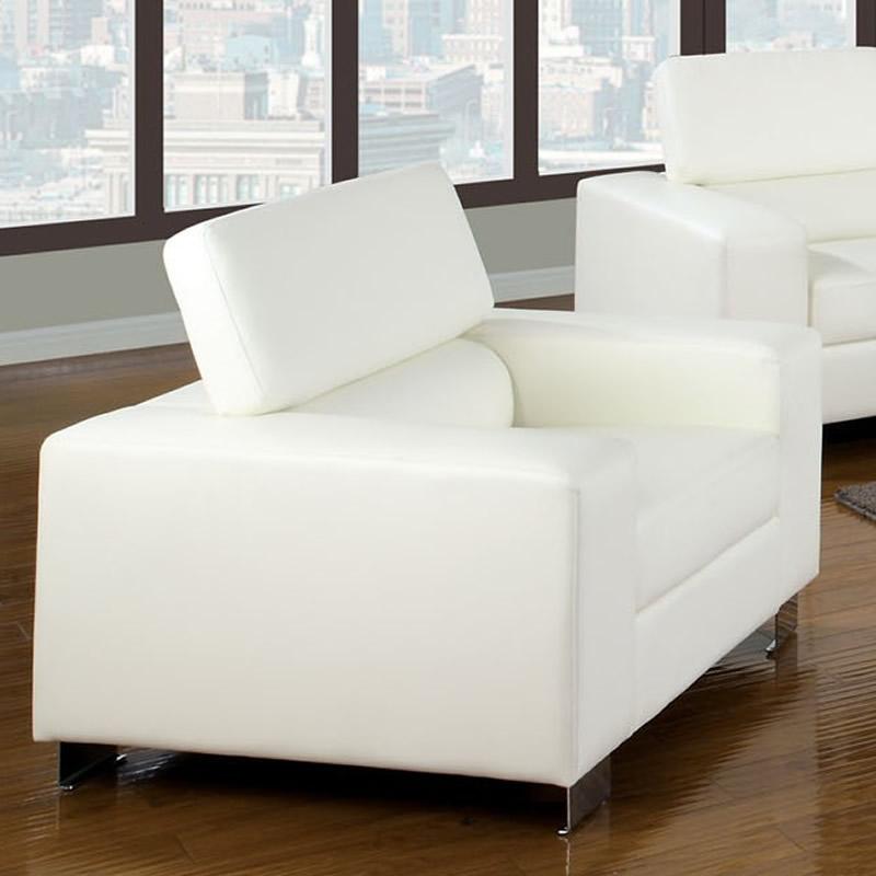  Furniture of America Makri Stationary Bonded Leather Chair CM6336WH-CH IMAGE 1
