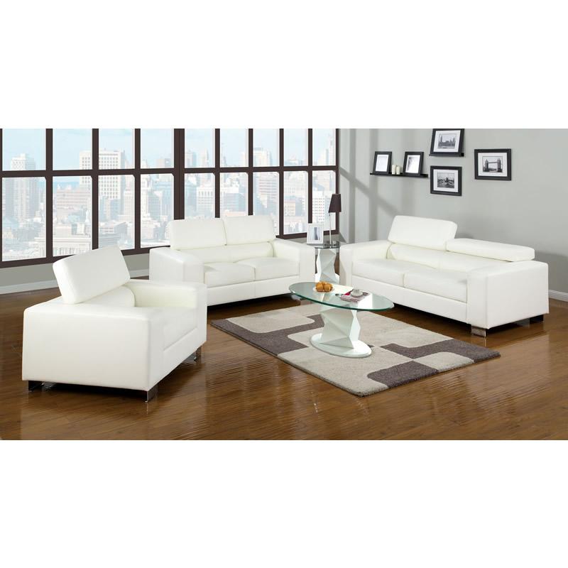  Furniture of America Makri Stationary Bonded Leather Chair CM6336WH-CH IMAGE 2