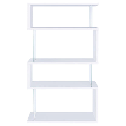 Coaster Furniture Emelle 800300 63-inch 4-shelf Glass Panel Bookshelf - White IMAGE 5