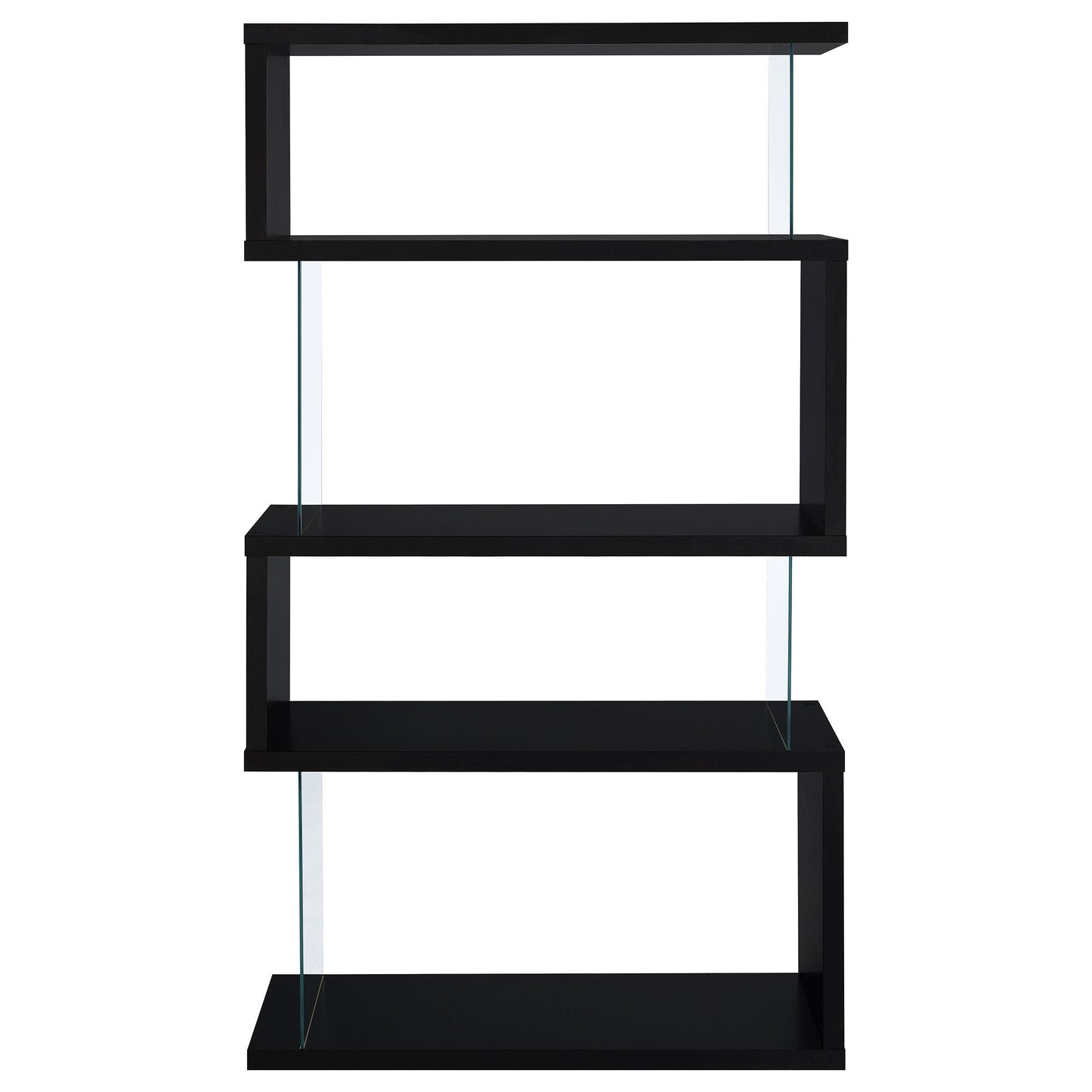 Coaster Furniture Emelle 800340 63-inch 4-shelf Glass Panel Bookshelf - Black IMAGE 2