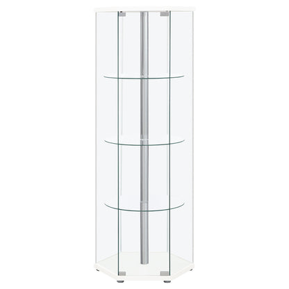 Coaster Furniture Zahavah 950001 4-shelf Hexagonal Clear Glass Curio Cabinet - White IMAGE 2