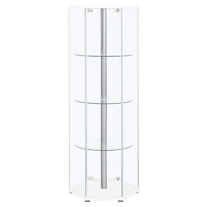 Coaster Furniture Zahavah 950001 4-shelf Hexagonal Clear Glass Curio Cabinet - White IMAGE 5