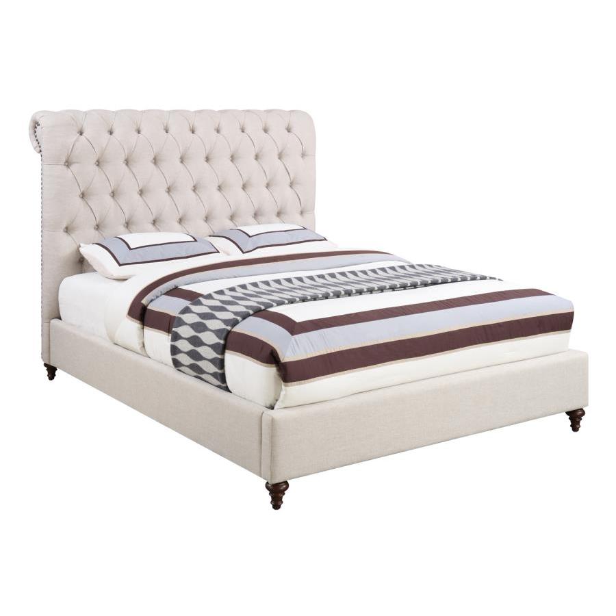 Coaster Furniture Devon 300525KW 57-inch Upholstered California King Panel Bed - Beige IMAGE 1