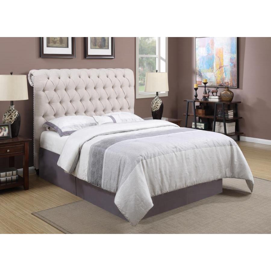  Coaster Furniture Devon 300525KW 57-inch Upholstered California King Panel Bed - Beige IMAGE 5