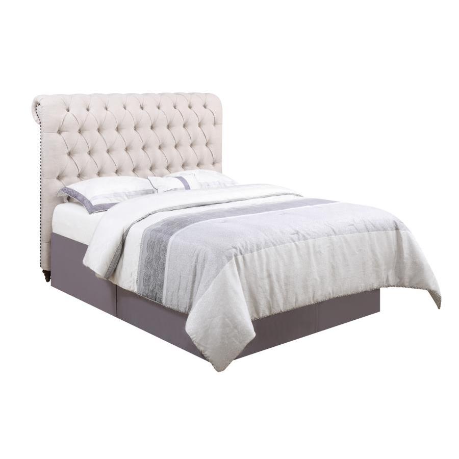  Coaster Furniture Devon 300525KE 57-inch Upholstered Eastern King Panel Bed - Beige IMAGE 2