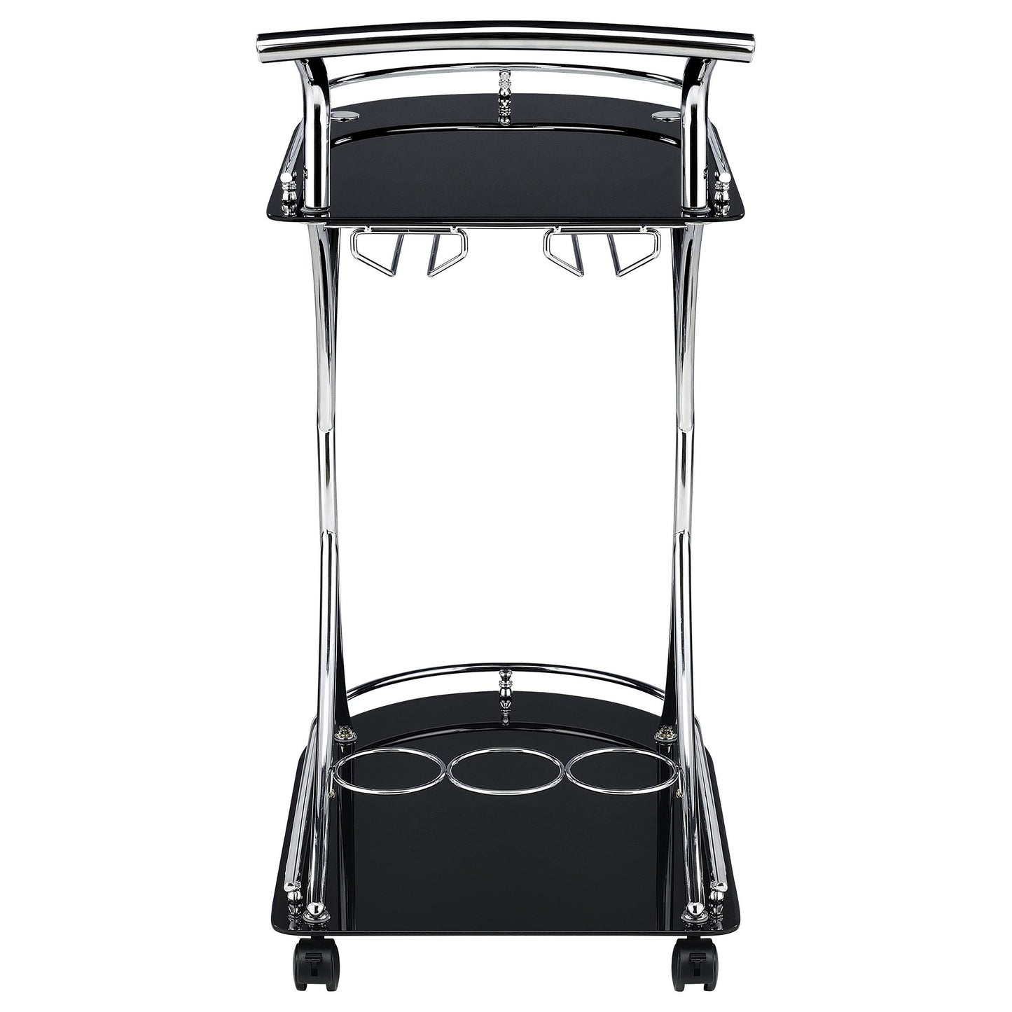 Coaster Furniture Elfman 910001 2-tier Glass Shelf Metal Bar Cart - Black and Chrome IMAGE 6